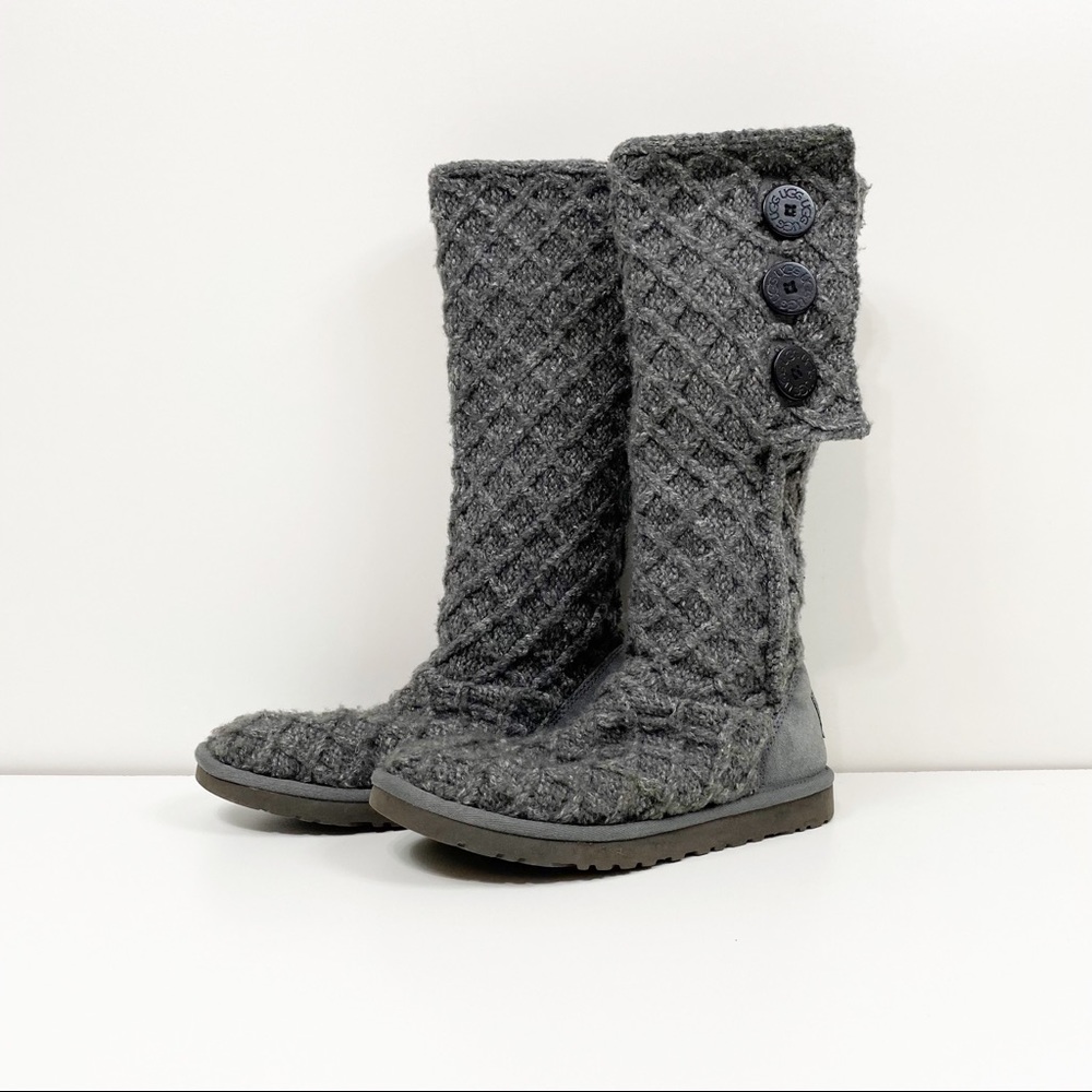 UGG Dark Grey Cardy Lattice Tall Boots Size 8